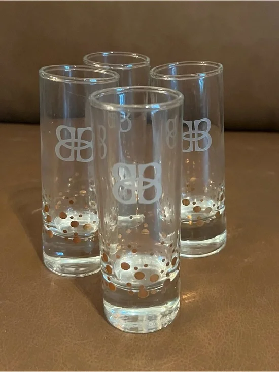Bailey’s Irish Cream Gold Dot Confetti Heavy Bottom Talk Shot Glasses - Set of 4