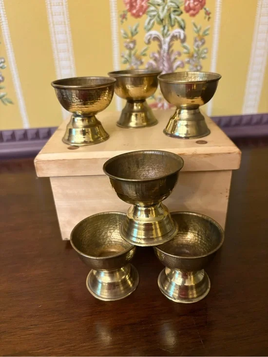 Set of 6 Vintage Brass Goblets - Gold Tone