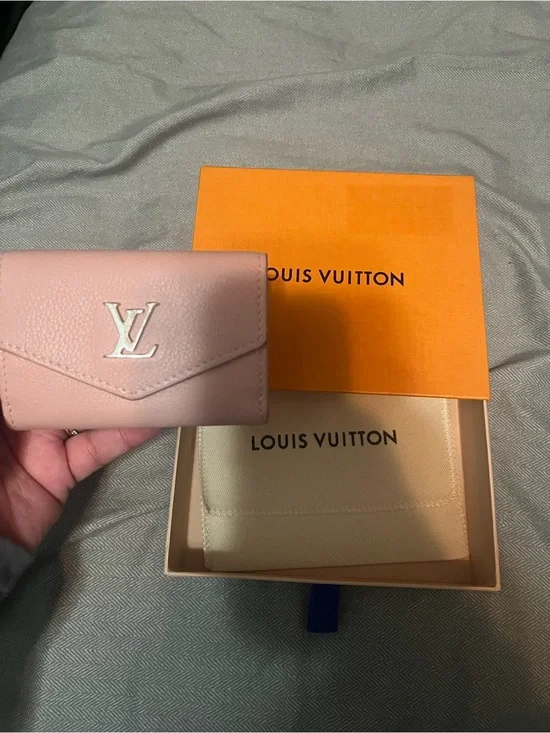 Louis Vuitton Blush Pink Envelope Card Holder with Silver LV