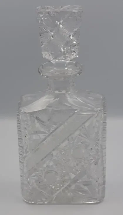 1901c. Hand Cut American Brilliant Period Crystal Liquor Wine Decanter / Carafe