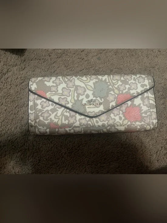 Coach Floral Envelope Wallet in Cream, Pink & Green