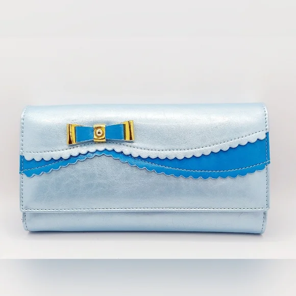 Blue RFID Blocking‎ Large Capacity Wallet Clutch Credit Card Holder