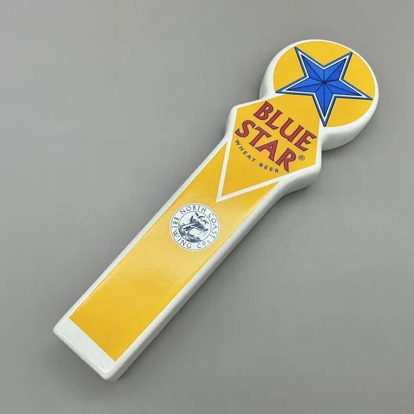North Coast Brewing Blue Star Wheat Beer Tap Handle Yellow Bar Pub Decor