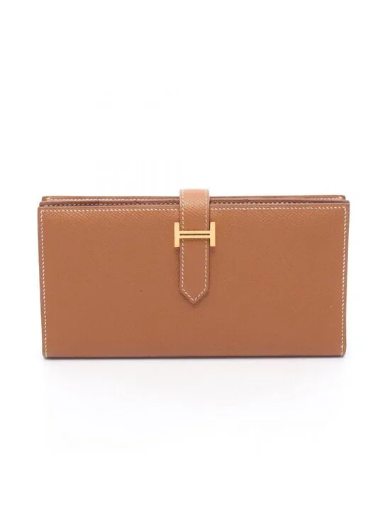 Hermes Bifold Wallet Bearn Souffle Gold Leather Calf