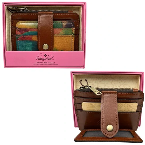 Patricia Nash Leather Cassis Id Credit Card Case Watercolor‎ Butterfly Gift Box