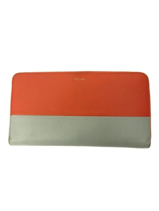 Celine Wallet Bicolor Leather Red Gray