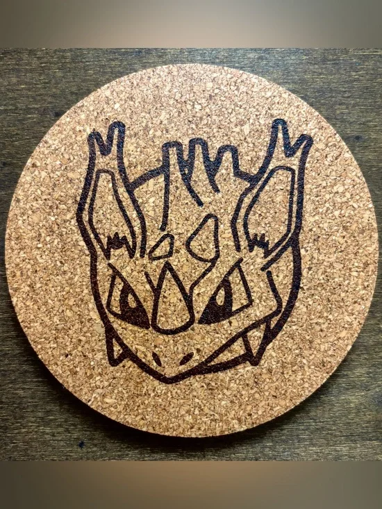 Pokemon Nidorino Face Laser Engraved Cork Coaster