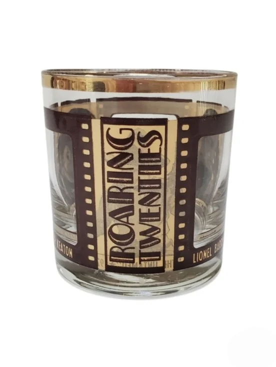 HouzeArt Roaring Twenties Cinema Movie Film Star Highball Glass Vintage 70s