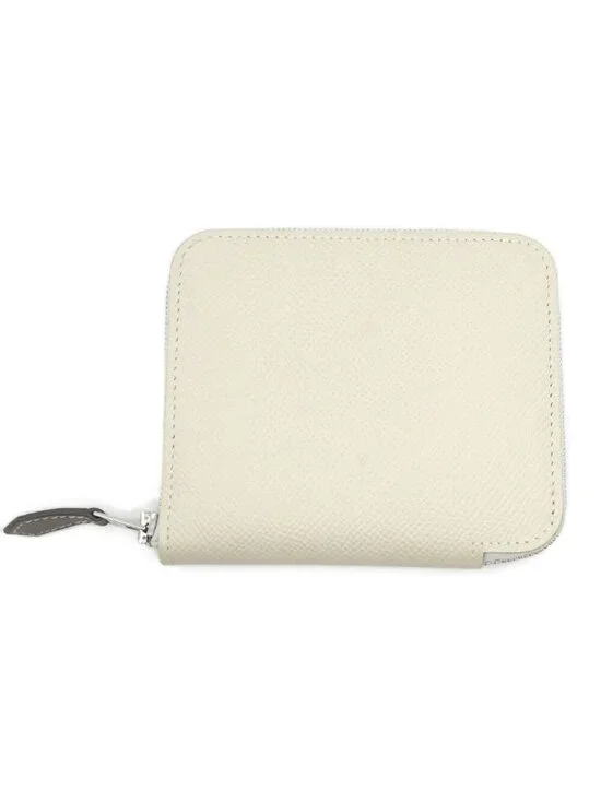 Hermes Azap Silk in Compact Epsom Coin Case Nata Ivory White