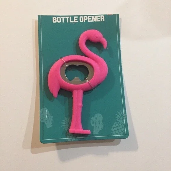 NEW Hot Pink Silicone/Stainless FLAMINGO Bottle‎ Opener Party favor Great Gift!