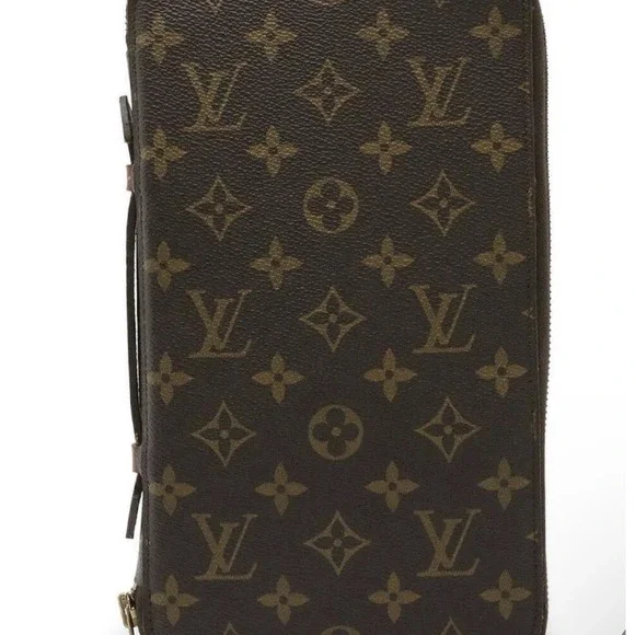 RARE Authentic Louis Vuitton Damier Ebene Travel Voyage Wallet Pochette‎ Porte