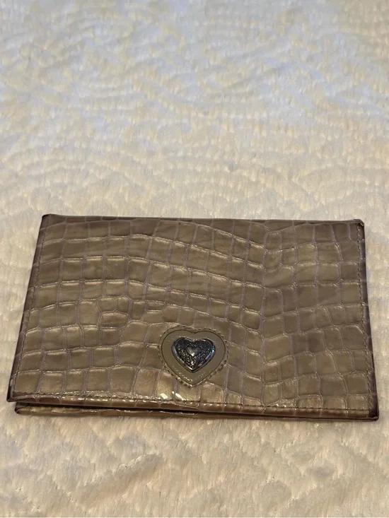 Shimmery Taupe Croc-Textured Wallet