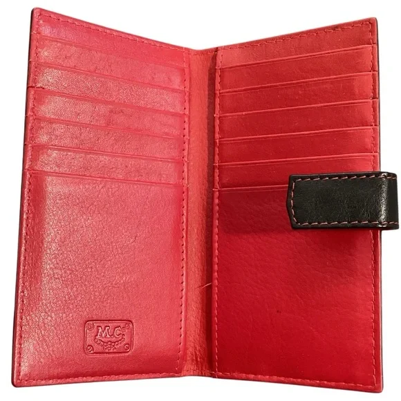 Montres Carlo Black & Red Leather‎ Credit Card Wallet Organizer