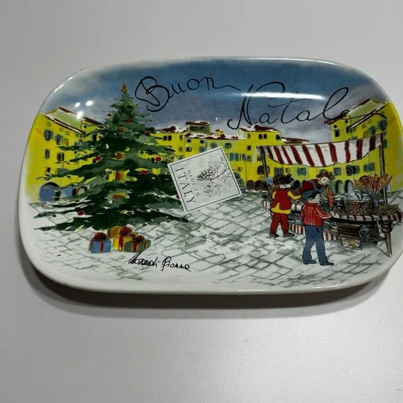 Ceramisia Buon Natale Plate Italian Plaza Signed Merry Christmas Italy 7x9