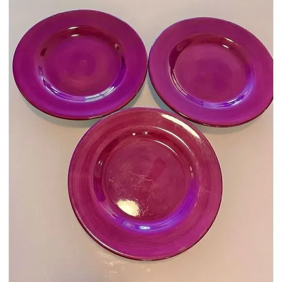 Corsica Home 11 1/4 Dinner Plate Hand Painted Eggplant/Purple Set Of 2