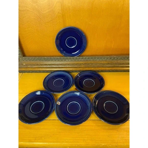 Fiesta Cobalt Blue Saucers Homer Laughlin China Co Set of 5 7/8