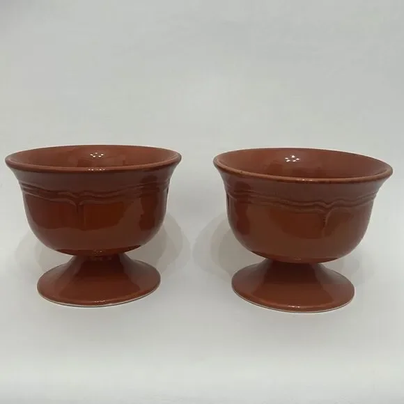 Tuscan Pumpkin Orange Color Dessert Sorbet Cereal Serve Bowl Footed Pedestal 2
