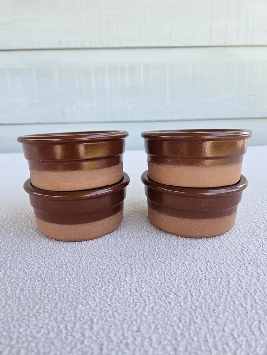 Cermer Tera Cotta Ramekin Set Of 4 Creme Brulee Dipping Nut Bowls 3 1/2