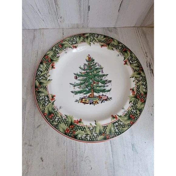 Vintage 12‎ Spode xmas tree berry plate home decor Mistletoe