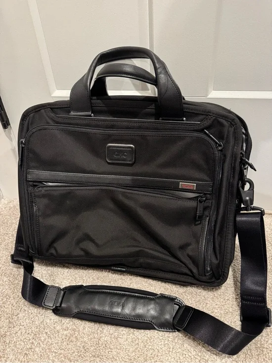 Tumi Black Laptop Briefcase with Removable Shoulder Strap