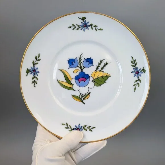 Antique Royal Copenhagen Folk Art Floral Porcelain Plate - 