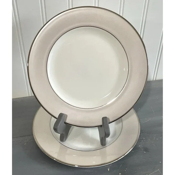 Lenox China Federal Platinum Frost Trim Set of 2 Salad Plates 8.25