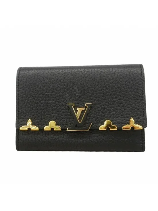 Louis Vuitton Trifold Wallet Taurillon Portefeuille Capucines Noir