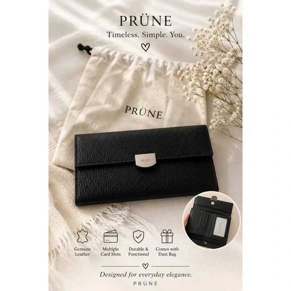 Prune Black Pebbled Leather Continental Wallet P101436F0 NWT