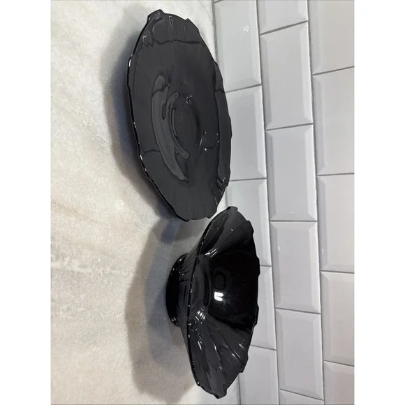 Art Deco 1930's Black Amethyst Serving Bowl And Platter Imperial GlassCo OLA0022