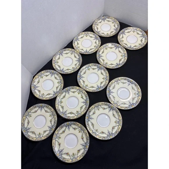 Royal Worcester Marquis Saucers Set‎ (12) Floral Design Fine Bone China England