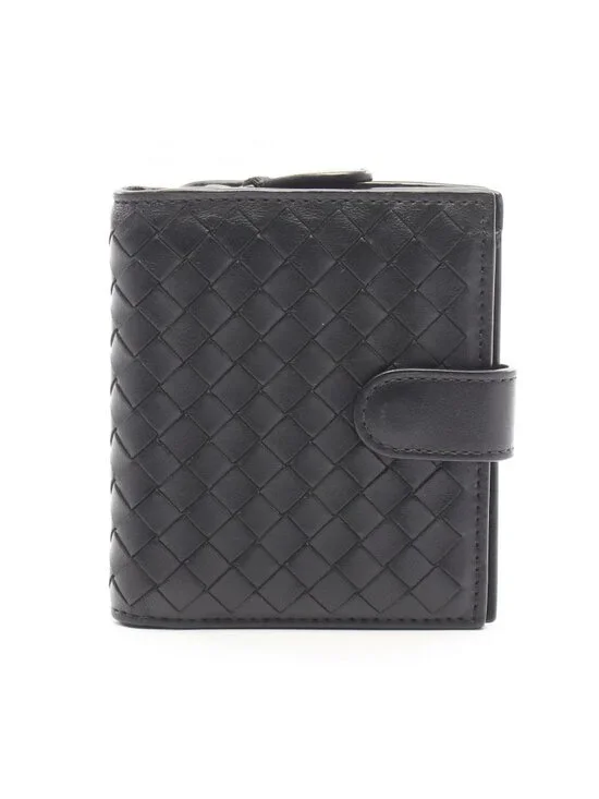 Bottega Veneta Bifold Wallet Intrecciato Black Leather