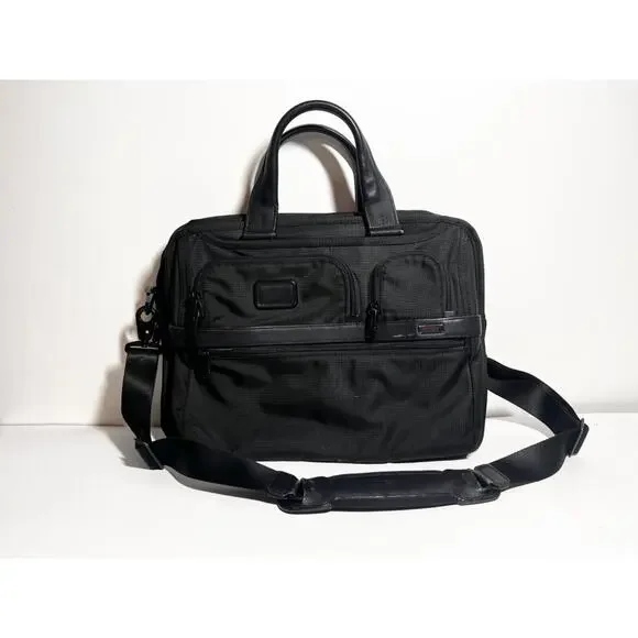 Tumi VGUC Black Ballistic Nylon Expandable Organizer Laptop Brief Bag Travel