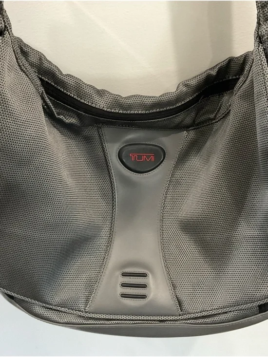 Tumi Gray Messenger Sling with Red Logo Accent