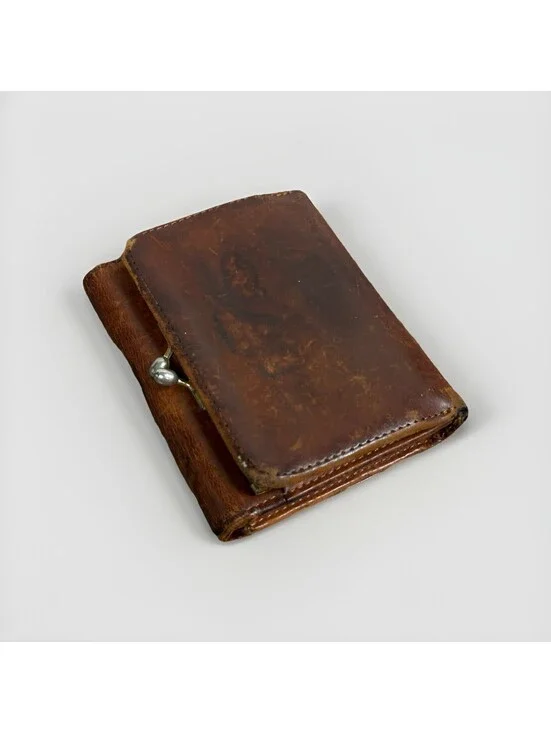 Coach Vintage Continental Leather Wallet Trifold Framed Kisslock British Tan
