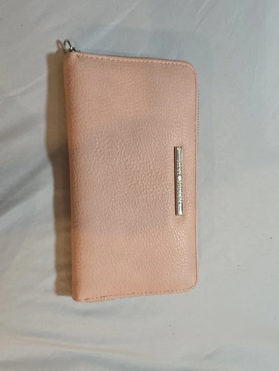Steve Madden Pale Pink Zip-Around Wallet with Silver Accent
