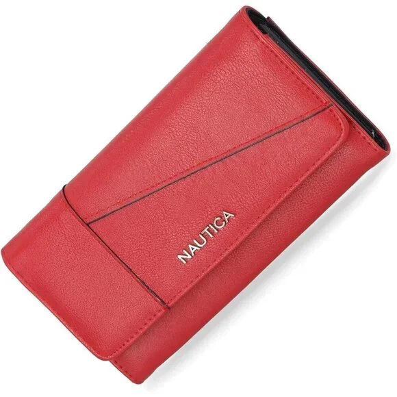 Women's Fuego Red (Buff) Money Manager RFID Slim Wallet Card Holder with Coin