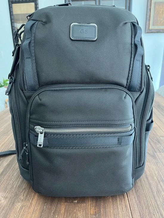 Tumi Alpha Bravo Black Men's Backpack with Front Zip Pocket (New- never used)