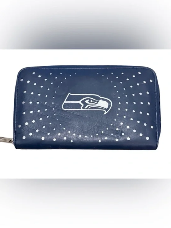 NFL Seattle Seahawks Littlearth blue and silver curve zip wallet/organizer