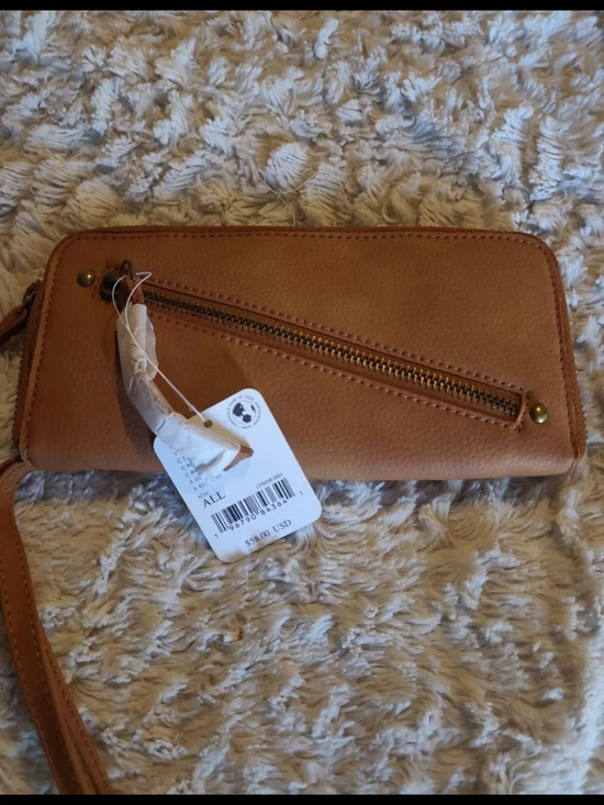 Free People Tan Pebbled Leather Wristlet