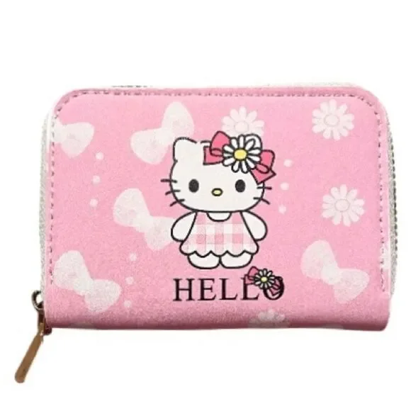 Hello Kitty Pink White Bow Zipper Wallet