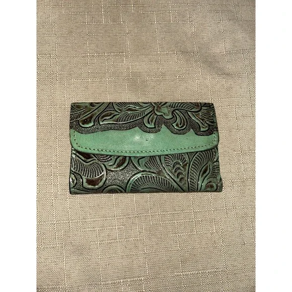 Turquoise Embossed Leather Wallet