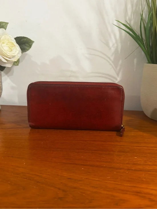 Coach vintage Leather Zip-Around Wallet in Deep Red