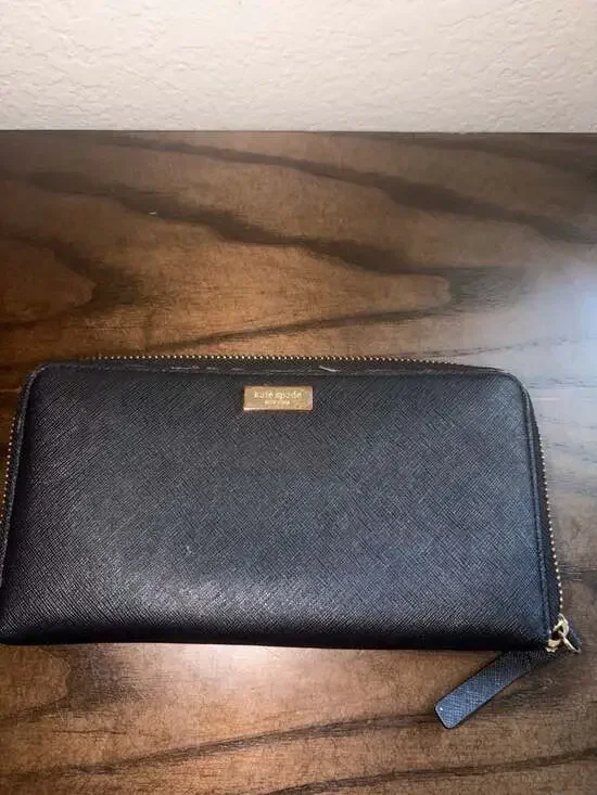 Kate Spade Laurel Way Neda Saffiano Leather Zip-Around Wallet in Black