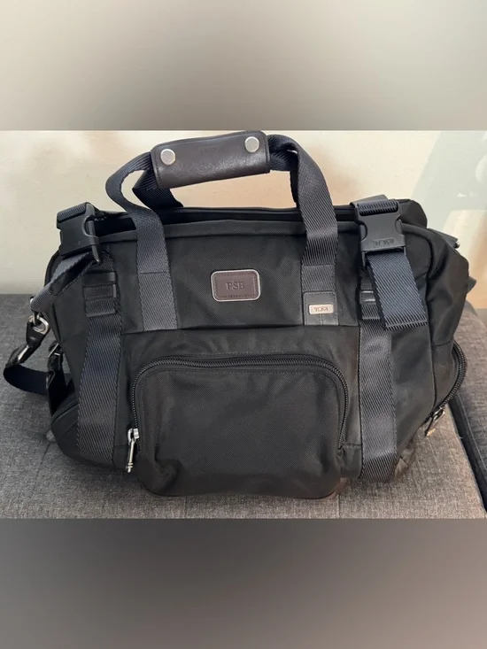 Tumi Black Duffel Bag with Shoulder Strap