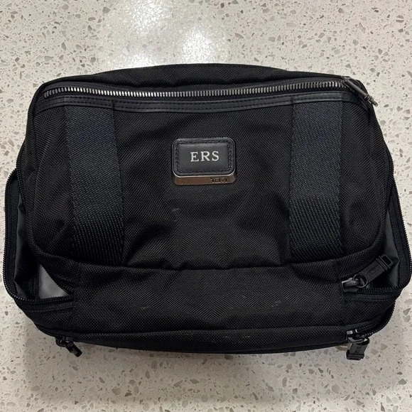 Tumi Black Men's Toiletry Bag with ERS Monogram
