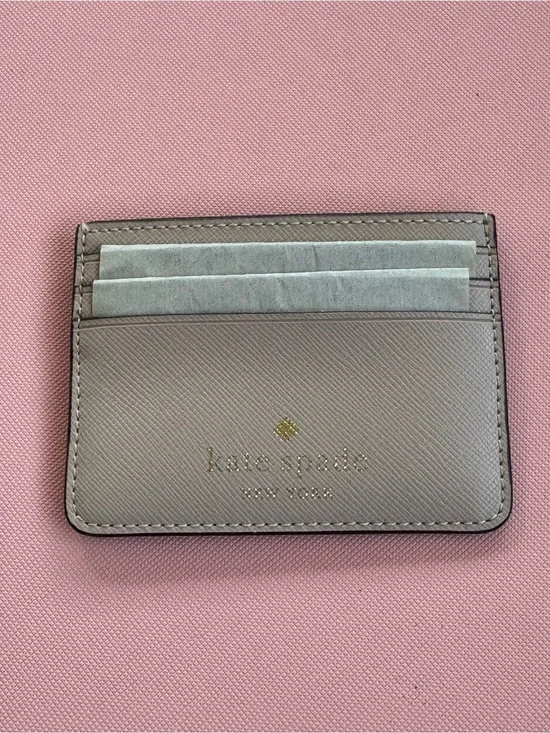 kate spade Tan Taupe Credit Card Mini Case Wallet Leather Slim, NWT New