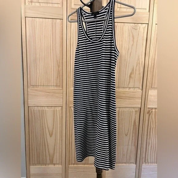 J. Crew Striped Cotton Navy and White Dress Size Medium