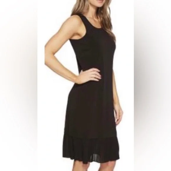 Michael Kors Black Classic Sleeveless Pleated Hem Dress NWT NEW Size Medium