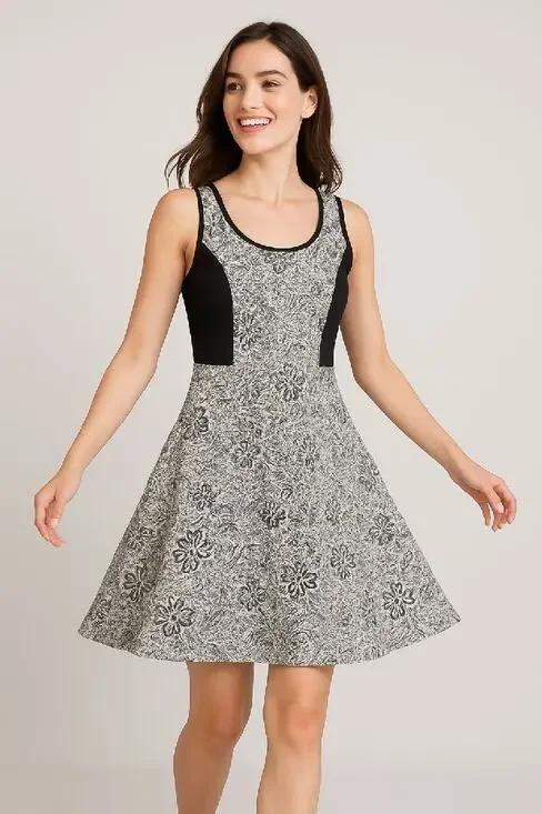Olive & Oak Floral Colorblock Sleeveless Dress Size S Small NWT Black Cream
