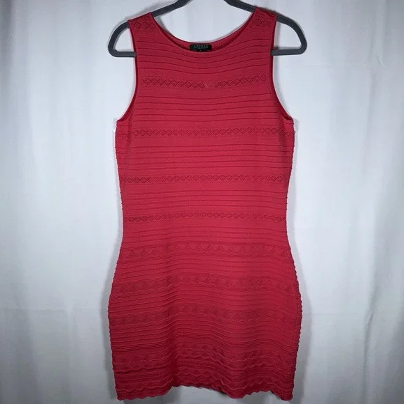 Lauren Ralph Lauren Dress Size XL Coral Lined Ribbed Sleeveless Pullover Bodycon